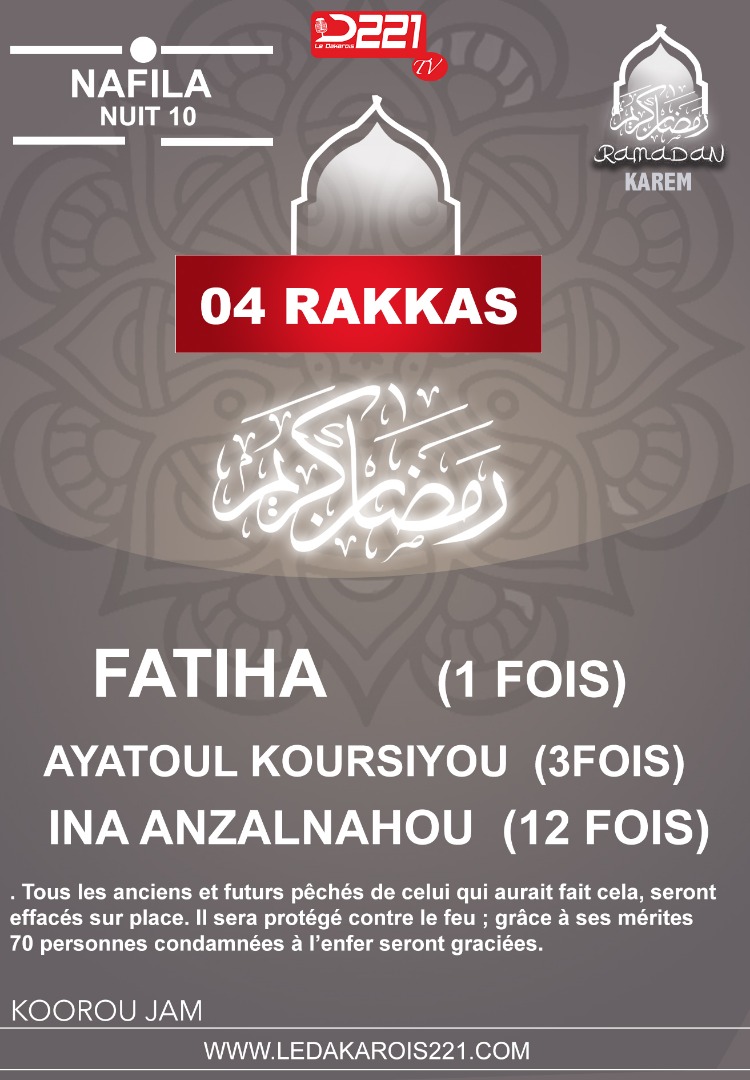 Infos Ramadan 2020 : Nafila 10ième nuit