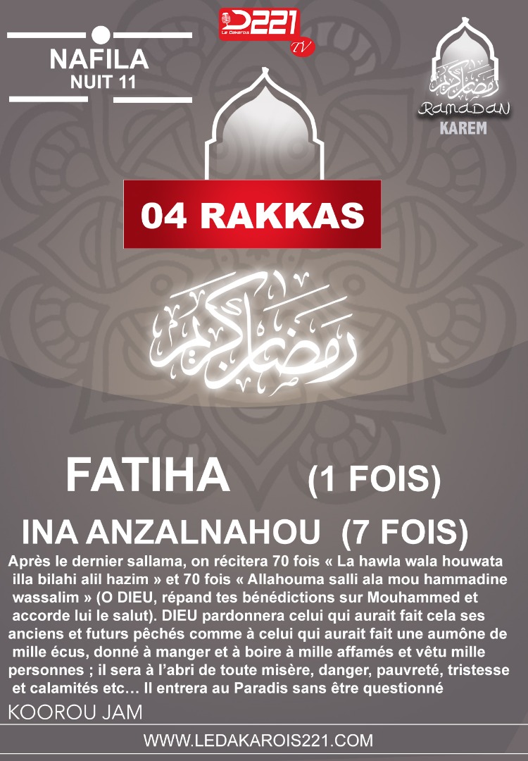 Infos Ramadan 2020 : Nafila 10ième nuit
