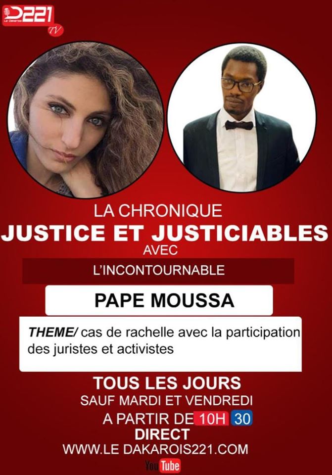 (Vidéo) Émission Justice et justiciables animée par Pamoussa Invité : Gilbert Coumakh sur le cas de Rachelle