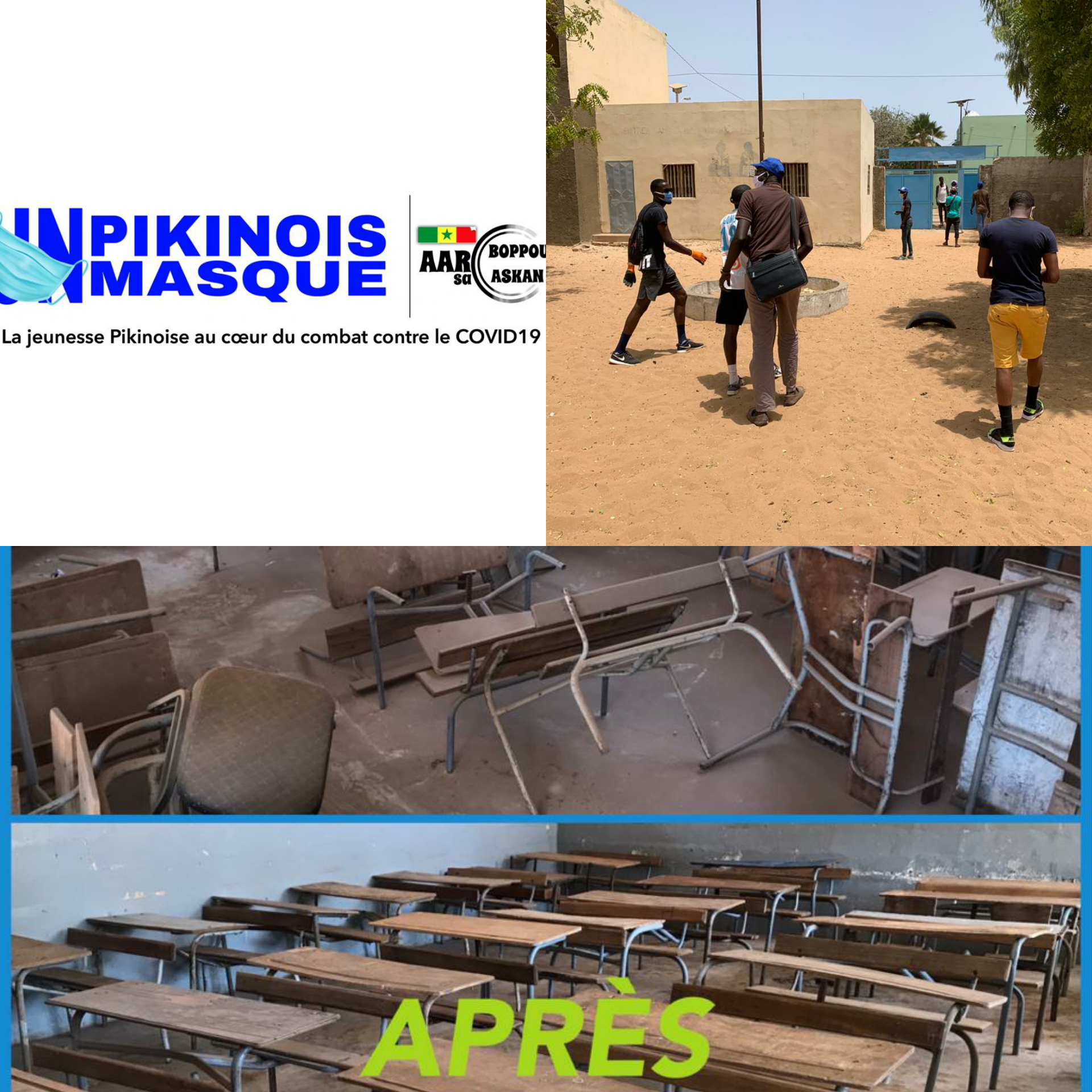 Lutte contre la Covid-19 : Le collectif « Un Pikinois, un masque » accompagne la reprise des cours avec un Set-setal (images)