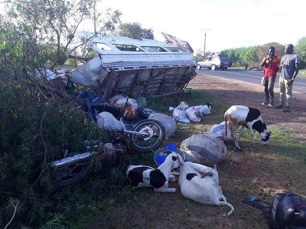 Grave accident à Louga : Un Car Ndiaga Ndiaye se renverse faisant plusieurs blessés