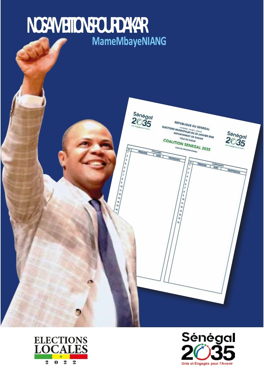 ÉLECTIONS LOCALES. PARLONS PROGRAMME CANDIDAT : MAME MBAYE NIANG SÉNÉGAL 2035