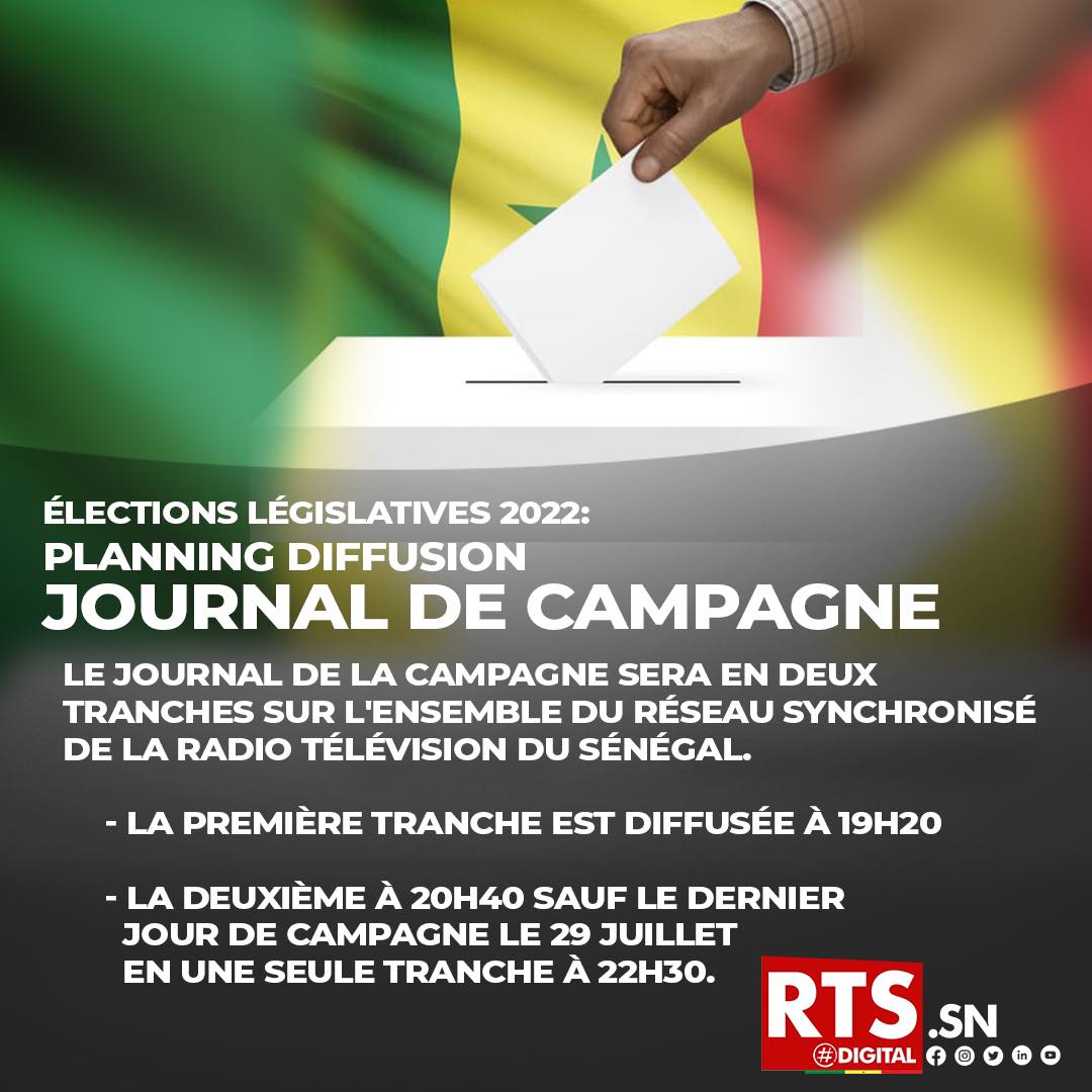 LE CNRA AFFICHE LE PLANNING DE DIFFUSION DU JOURNAL DE CAMPAGNE SUR LA RTS