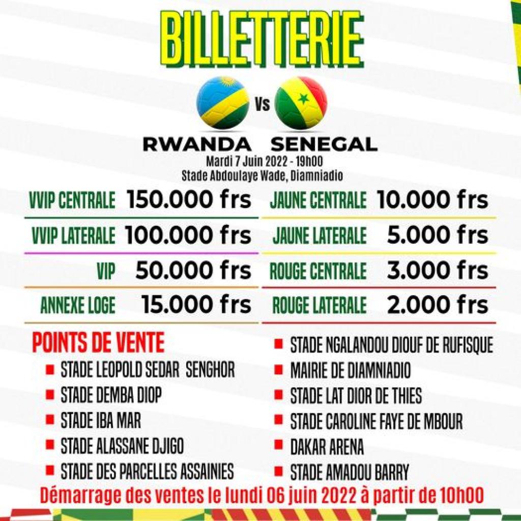 Rwanda-Sénégal : la billetterie dévoilée