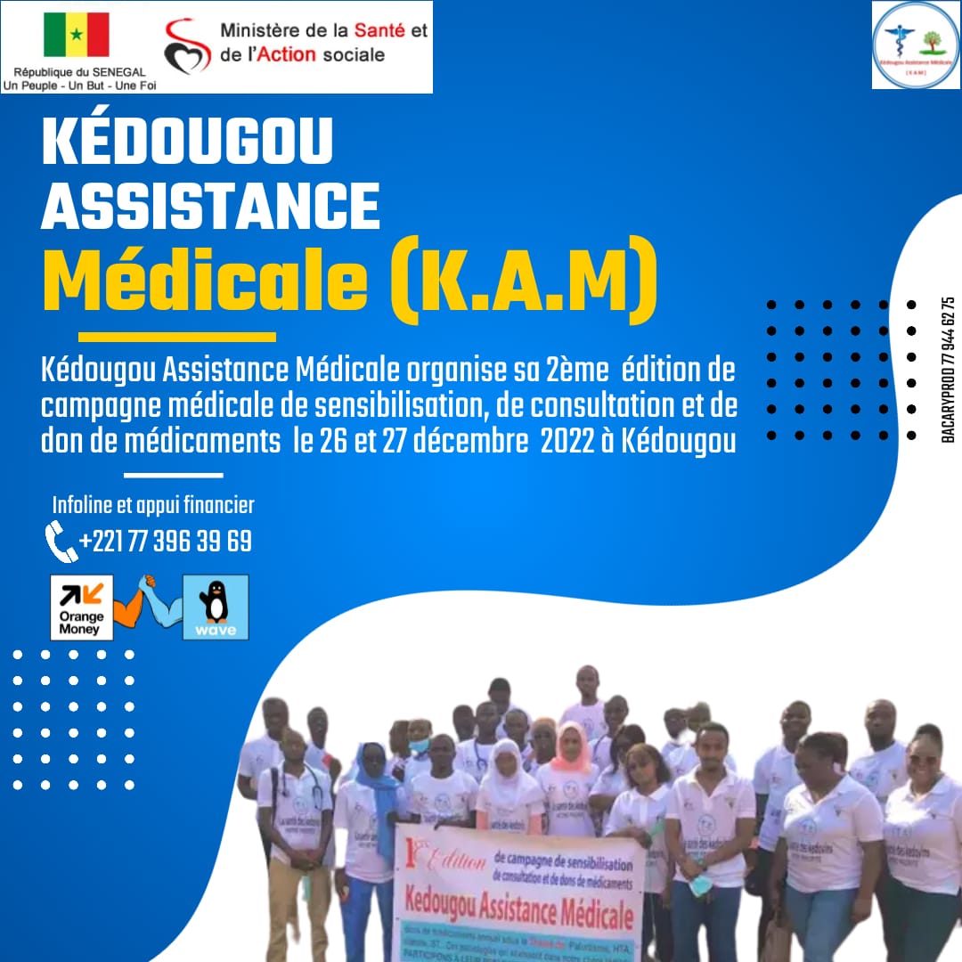 L’ASSOCIATION  « KEDOUGOU ASSISTANCE MEDICAL » (A.K.M) ORGANISE UN DON DE MEDICAMENT ET DE SENSIBILISATION.