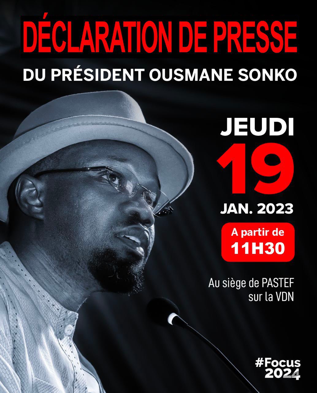 Ousamane Sonko fait une conférence de presse à 11h30.
