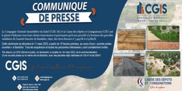 COMMUNIQUE DE PRESSE : Compagnie Générale Immobilière du Sahel (CGIS. SA)…Livraison des parcelles viabilisées…