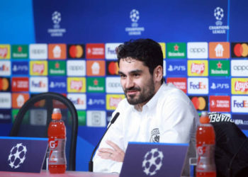 Ilkay Gündoğan, le milieu du terrain allemand lors de la conférence de presse hier (mardi).